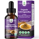 USDA Organic Ashwagandha Picături lichide - extract de rădăcină Ashwagandha pentru stres și suport de modă - Drops delicioase Adaptogen pure pentru adulți - Tincturi vegetale fără alcool pentru odihnă - 30 ml Sticla