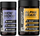 ONIT Premium Alpha Brain Bundle - Nootropic Brain Supplement (90 Count) for Focus, Concentration & Memory + New Mood Supplement for Stress Relief, Sleep and Mood (60 Count)