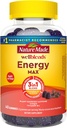 Nature Made Wellblends EnergyMAX Gummies, Cafeină cu acţiune rapidă, CoQ10 & Vitamina B12 1000mcg, Vitamine de gummy de susţinere energetică, 40 Gummies