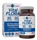 Planeta Vital - Vital Flora Probiotic zilnic 60 Miliarde CFU, Strine diferite, Prebiotice organice, Suport Imun, Ajutor Blooting, Probiotice Digestive de sănătate pentru femei și bărbați 30 Capsule