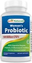 Cele mai bune naturale Probiotice pentru femei 100 miliarde CFU - 10 tulpini + prebiotice Fibră + Digestive Enzyme Blend + Femei de sănătate Herbal Blend - Immun, Digestive & Gut Health - 60 capsule Deleyaed