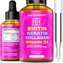 Biotin keratina lichid Colagen Peptides & Vitamina D3 pentru cresterea parului MCT picaturi de ulei 210.000mcg 
