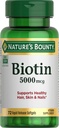Natura's Bounty Biotin, susține metabolismul pentru energie celulară și păr sănătos, piele, și unghii, 5000 mcg, 72 Softgels