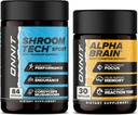 ONIT Premium Alpha Brain Bundle - Nootropic Brain Supplement (30 Count) for Focus, Concentration & Memory + Shroom Tech Sport for Exercice, Energy & Cardiovascular Performance (84 Count)