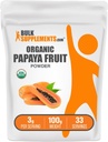 BulkSupplements.com Pudră organică de fructe Papaya - Pulbere de aromă, Sursa de fructe Carica Papaya - Gluten gratuit, 3g per Serving, 100g (3.5 oz) (Pachet de 1)