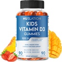 Kids Vitamin D Gummies (90 Day Supply) Vitamin D3 for Kids (1000IU) to Support Strucutre, Muscle Functions & Immune System. Delicious & Vegetarian Gummy Vitamin D