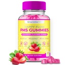 PMS Gummies - fericit PMS suport supliment de suport pentru femei - căpșuni PMS ajutor suplimentar cu vitamina B6 pentru echilibru hormonal, suport perioadă, cramps, Hormonial Acnee & Bloating Relief (60 Conte)