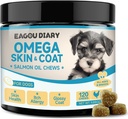 EagouDiary Salmon Oil Chews for Dogs,Omega 3 Skin & Coat Supplement for Dogs with EPA & DHA Fatty Acids, Angelica, Metionina,Vitamina,Minerals for Itchy Skin & Alergia Relief (120Ct)
