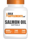 BulkSupplements.com Somon Oil Softgels - Omega 3 Suplimente, Salbatice de ulei de somon Alaska - 1000mg, Gluten gratuit, 1 Softgel per Serving, 240 Conte (Pachet de 1)
