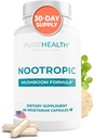 Nootrops Brain Memory and Focus Supplement - Lions Mane, Shiitake, Chaga, Reishi Ciuperci Powder - Îmbunătățește sănătatea cognitivă cu Bacopa Monnieri și Gingko Biloba Extract , 60 Capsule
