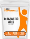 BulkSupplements.com D-Aspartic Acid Powder - D-Aspartic Acid Supplement for Men, Acid Amino - Pur și Gluten Free, 3g per Serving, 500g (1.1 lbs) (Pachet de 1)