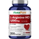 NusaPure L-Arginină 1000 mg capsule vegetale 200 (non-GMO, vegetarian, Vegan)