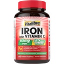 Supliment de fier, 65mg Carbonyl Fier cu 250mg Vitamina C, Stomac Pastile de fier prietenoase pentru construirea de sange Femei si barbati, Absorbtie mare, Nu Greata, Nu Constipaţie, Non-GMO, No Gluten, 60 Vegan Tabs