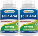 Cel mai bun acid folic natural 1000 mcg (vitamin B9), 240 comprimate (1000 mcg (pachet de 2)