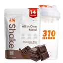 310 Nutriție All-in-One Masă de înlocuire Shake Powder w/Shaker Cup Starter Kit - High Proteine Fiber Rich Vegan Superfood Blend - Sugar-Free, Keto & Paleo Friendly, Low Carb - Ciocolata Bliss 14 srv