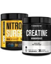 Fabrica Jacked Nitrosurge construi pre antrenament cu Creatina pentru construirea musculare (30 Serviri, zmeură albastră) & Creatină Monohidrat pulbere pentru creștere musculară și recuperare (30 Servings, Nearomate)