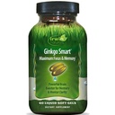 Irwin Naturals Ginkgo Smart Puternic Nootropic Brain Booster - Suportă Memorie maximă, Focus & Mental Clarity cu DMAE, Clubmoss, Choline & Acetil L-Carnitina - 60 Softgels lichid