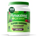 Greens Superfood Antioxidant: Greens Powder cu Spirulina organica, Root Root Powder, Elderberry & Probiotics, Sweet Berry, 100 Servings (Packing May Vary)
