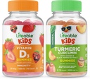 Vitamina D Lifeable Copii + Curcumin Turmeric Copii, Gume Bundle - mare Tasting, Supliment de vitamine, Gluten gratuit, OMG gratuit, Gummy mestecabil