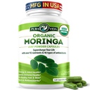 PURA VIDA MORINGA Capsule de unică origine Moringa pulbere organică. Pur Moringa Leaf. Energie, Metabolizare, & Immune Support. 120ct. 500mg Caps.