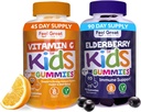 Simțiți-vă de mare sprijin imunitar gume pentru copii Duo - 90 de zile de aprovizionare - Zinc, vitamina C, Elderberry - Gluten gratuit, pe bază de plante - gustoase Berry & Citrus Gummies