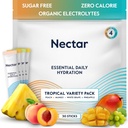 Pachete de hidratare nectar - Pachete cu pulbere electroliti - Zahar Free & 0 Calorie - Lichid lichid cu fructe organice Daily IV Electroliti Pulbere pentru dehidratare Relief & Rehidratare (Varietate tropicala 30 Pack)