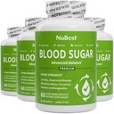 NuBest Blood Sugar - Formula premium cu Bitter Melon, Ashwagandha, Scorțișoară, Crom, Magneziu, Vitamine, Acid lipoic alfa, ardei iute - Suport zahăr sănătos din sânge - Pack 4
