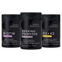 Cercetare sportivă Vegan Biotin 10.000mcg cu ulei de cocos, Seara Primrose Supliment de ulei presat la rece și pe bază de plante Vitamina K2 MK7 + Vegan D3 5000iu
