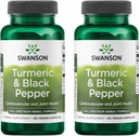 Swanson Turmeric & Black Pepper - Organic Joint Health, Heart Health, Digestion, & Liver Support Supplement - Natural Formula for Enhanced Bioavailability & Absorption - (60 Veggie Capsules) 2 Pack