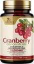 Pastile de cranberry Supliment 25,000 mg - Cranberry proaspete echivalent cu vitamina C & E - Tract urinar Health Support, Sugar Free Formula, extract de praf de fructe - non-GMO, îmbuteliat în Statele Unite ale Americii - 60 capsule