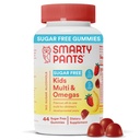SmartyPants Kids Multivitamine Gummies, Sugar Free: Omega 3 (ALA), Vitamina D3, C, Vitamina B12, B6, A, K & Zinc pentru Suport Immune, Biotin, Erythritol Free, Capsuni Banana, 44 Conte (22 zile de aprovizionare)