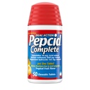 Pepcid Reductor complet de acid + Antiacid pentru Reflux acid, 10 mg Famotidină, 800 mg Carbonat de calciu & 165 mg Hidroxid de magneziu per comprimat de arsuri la stomac, Antiacid Chews, Fructe tropicale, 50 ct