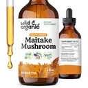 Maitake Wild & Organic Mushtake Tinctură - Supliment de sprijin imun - Extract de maitake lichid de ciuperci - Vegan, picături fără zahăr și alcool - 4 fl oz