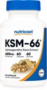 Nutricost KSM-66 Ashwagandha Root Extract 600mg, 60 Veggie Caps - 5% Witanolide - cu BioPerine - Extract de rădăcină Full-Spectru