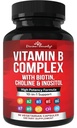 Divine Bounty Super B Complex Vitamine - Toate vitaminele B, inclusiv B12, B1, B2, B3, B5, B6, B7, B9, Acid folic - Vitamina B Supliment - Sprijin de energie sănătoasă Metabolism - 90 Capsule vegetariene