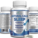 Natural Calm Sleep Aid cu magneziu, L-Teanină, Melatonină, GABA, 5-Htp 