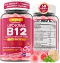 Metil B12 Gummies 5000 mcg/10000 mcg w/L-metilfolat, B6, Lion's Mane Mushroom, CoQ10, PQQ, Magneziu Glicinat, Extra Putere lipozomal Vitamina B12 Complex pentru energie, Focus, Brain & Imunity 1Pachet