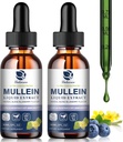 Mullein picături pentru plămâni, Lung Detoxifiere & Cleanse, Vegan Mullein Extract de frunze Tinctură cu Clorofila Elderberry, etc, Natural Herbal Supliment pentru respiratorii, imune, 60 Serviri