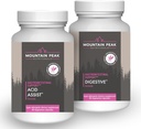 Mountain Peak Nutritionals Acid Asist and Digestive Support Combo Pack - Gastrointestinal & Digestive Health - Enzime, Probiotice, Suport & Nutrient - 90 Capsule vegetariene Fiecare