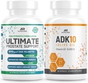 Cel mai bun suport Prostatat Over-Counter - supliment de sănătate prostată pentru bărbați (60 capsule) + ADK 10 Supliment de vitamine + ulei de măsline pentru o mai bună absorbție (90 capsule vegetariene)