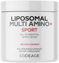 Codaj Multi Amino+ BCAA & EAA Supliment, Toate 9 Aminoacidi esențiali, Free-Form Ramking-Chain Pastile acide, Suplimentul Sport, Pre & Post Antrenament, Livrare lipozomal, Vegan, 240 capsule