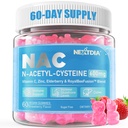 Nextdia NAC Gummies for Kids & Adulti, Chemable N-Acetyl Cysteine Supplement 600mg 1000mg w/Vitamina C, Zinc, Elderberry for Antioxidants & Immune Support, Lung & Ficat Health, Sugar Free, 120 Ct