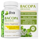 Jiva Botanicals Bacopa Monnieri Supliment Pure 1000mg per Servire - Mare potenta Bacopa Monnieri (Brahmi) & Extract pentru Creier Normal, Focus, & Memorie Suport - Herbs Ayurvedice - 60 Capsule