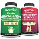 Nutrivein Premium Ashwagandha Capsule și capsule de cireșe Tart Bundle: extract de cireșe tartă de mare absorbție și suplimente Ashwagandha pentru recuperare, echilibru și vitalitate