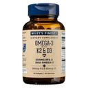 Wiley's Finest Wild Alaskan Fish Oil Vitamina K2 & D3 Softgels - 500mg de EPA și DHA Omega-3s pentru asistență pentru sănătatea oaselor și a inimii - 60 Softgels (60 Servings)