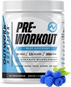 Nutriție în afară de lucru Preworkout pentru bărbați și femei - Nootropic Pre Workout fără Creatină, Pre-Workout pulbere cu Taurina Rhodiola Citruline Malate Beta Alanine Cafeina (Blue Raspberry)