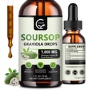 (2 ambalaj) Soursop Graviola lichid picături 1800mg, 98% absorbţie Soursop Bitters lichid pentru suport Cell & Regenerare, Immune Boost, Relaxa, Ficat şi somn, Herbal Goodness, Gluten gratuit, 1 Fl Oz