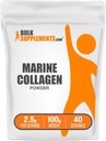 BulkSupplements.com Marine Colagen Powder - Marine Colagen Peptides Supliment, pentru păr, piele, & Nails - Hydyrolyzed & Gluten Free, 2.5g per Serving, 100g (3.5 oz) (Pachet de 1)