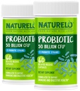 Probiotice NaturaLO pentru sanatate digestiva - 50 miliarde CFU, 11 tulpini, supliment de utilizare zilnica - Boosts Immune System, eliberare întârziata, No-Frigider, 60 capsule vegetariene (Pachet de 2)