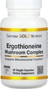California Gold Nutrition Ergothioneine Mushroom Complex cu Maitake organic, Stridie organică, Mane Lion Organic Mushroom extracte și L-Ergothioneine, 90 Capsule Veggie